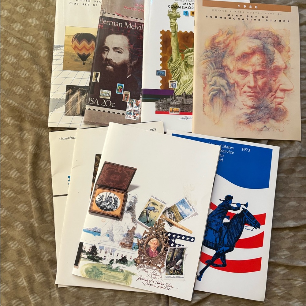 Lot Of 8 Set Commemorative Books Only No Stamps 1983-1986 1973 1974 1980 1981